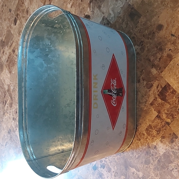 Coca Cola Ice Bucket Oval Galvanized Metal Tin Party Tub Cooler Vintage Decor - Picture 3 of 6